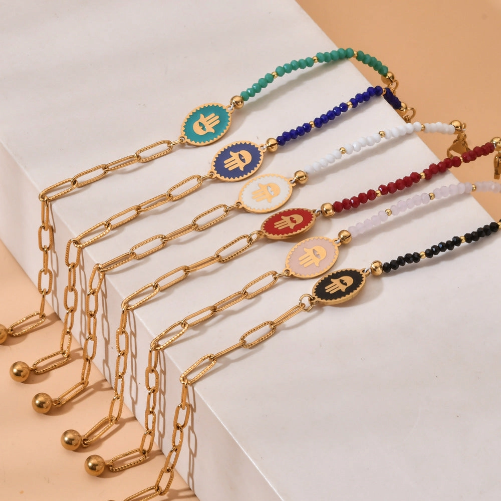 Wholesale Devil Eye Paper Clip Stainless Steel Bracelet