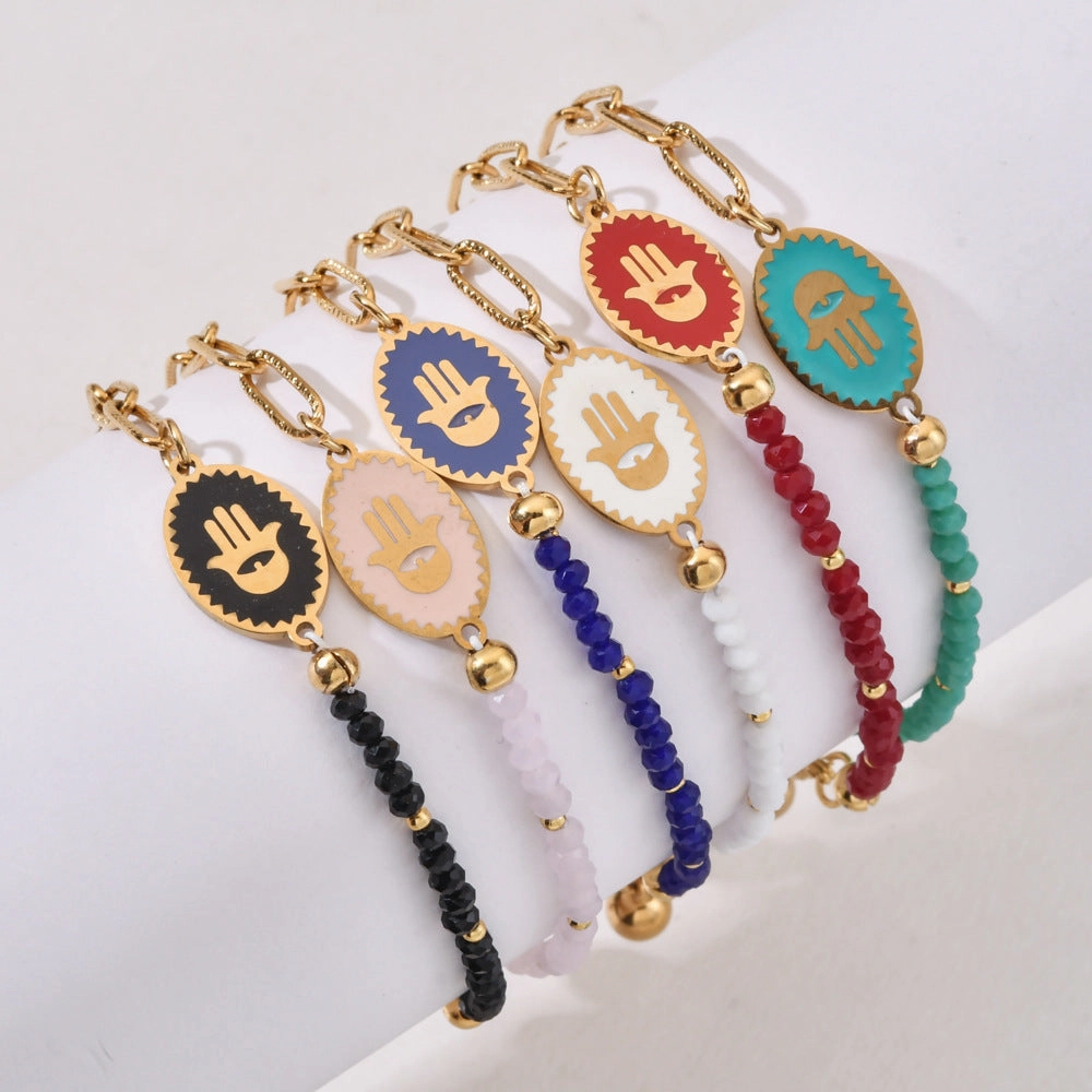 Wholesale Devil Eye Paper Clip Stainless Steel Bracelet