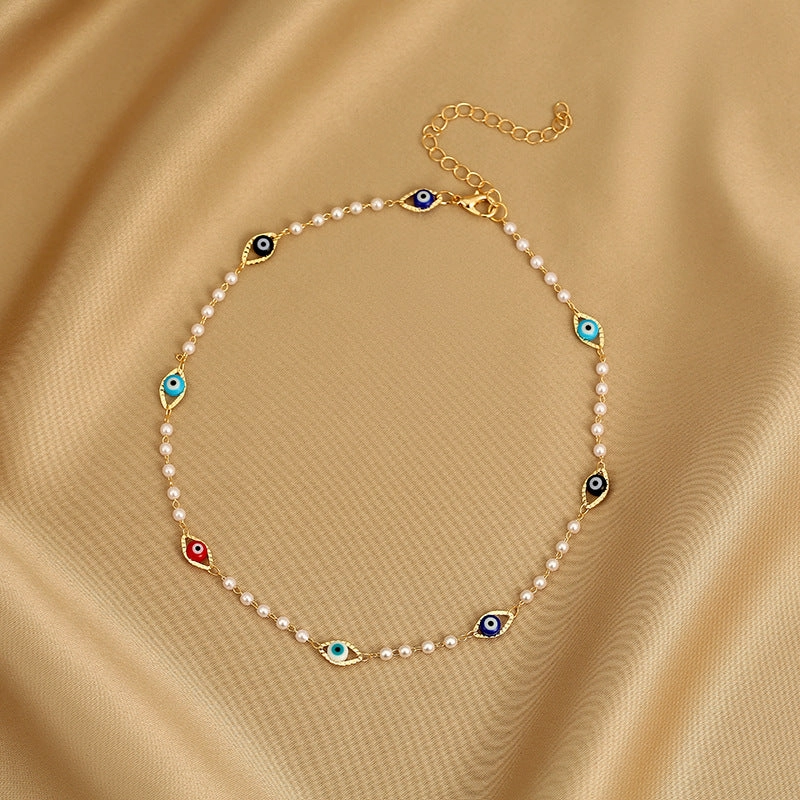 Wholesale Devil Eye Pearl Alloy Bracelet