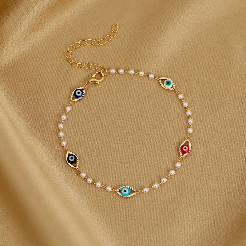Wholesale Devil Eye Pearl Alloy Bracelet