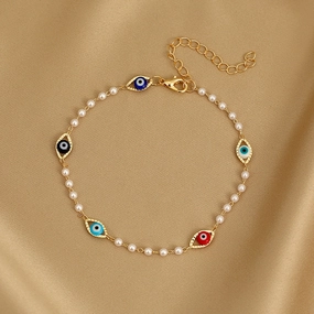 Wholesale Devil Eye Pearl Alloy Bracelet