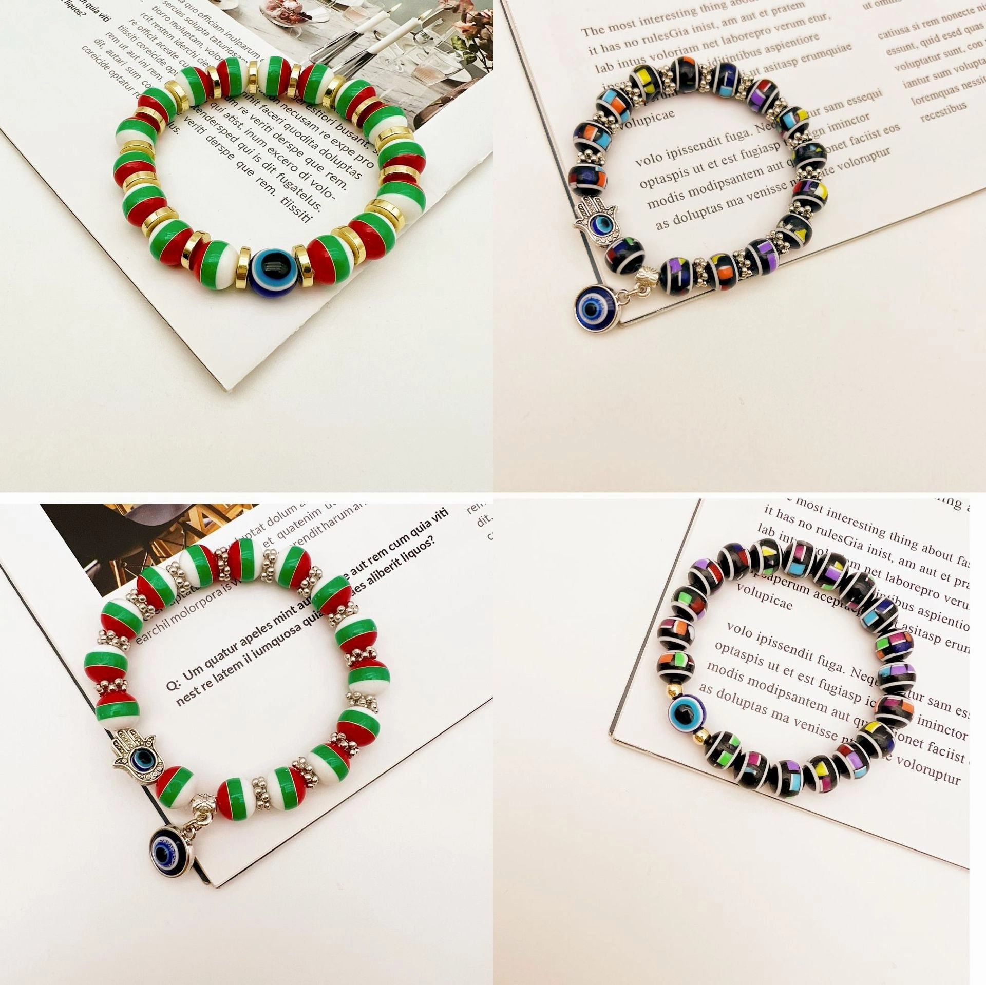 Wholesale Devil Eye Plastic Beaded Bracelets