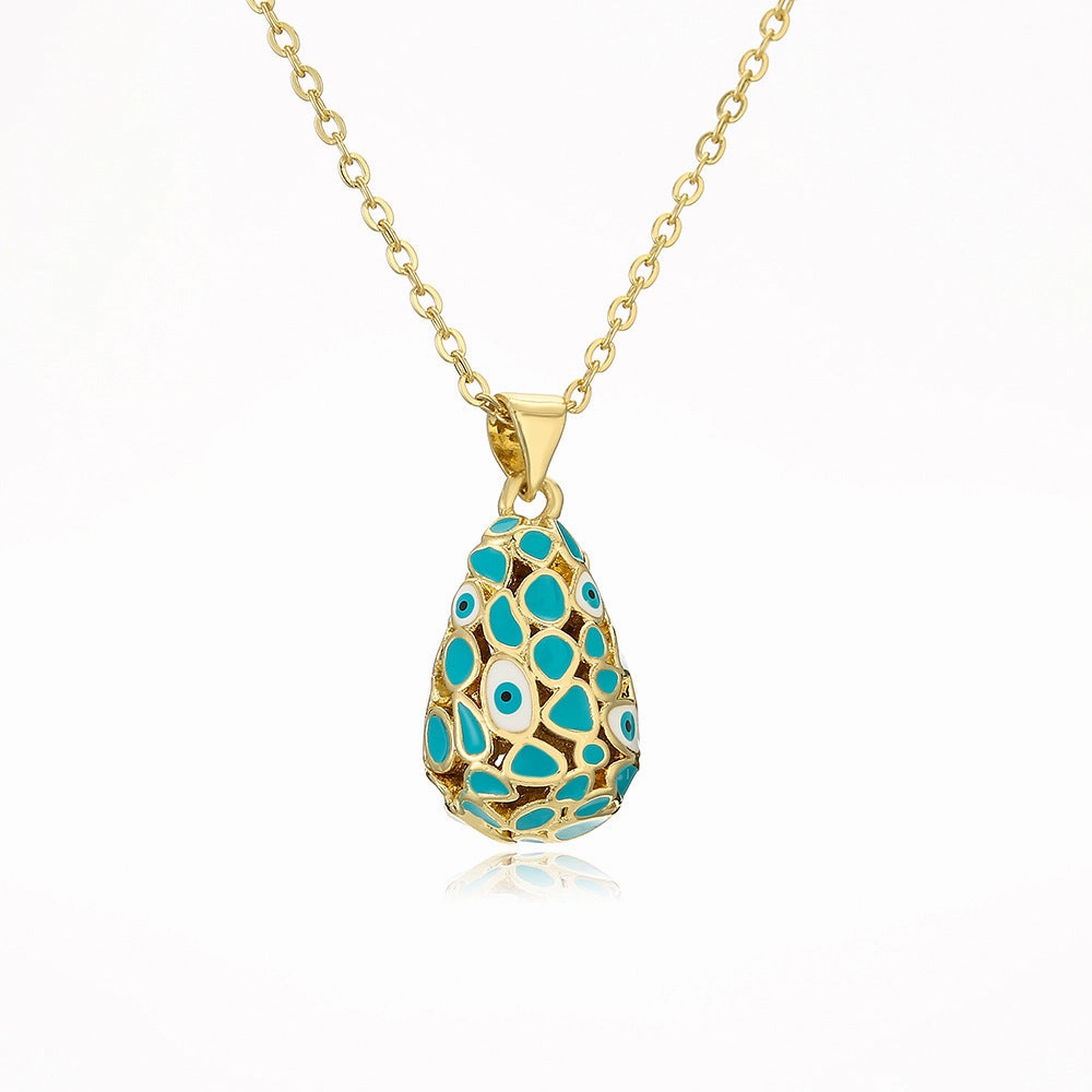 Wholesale Devil Eye Waterdrop Gold Plated Copper Necklaces