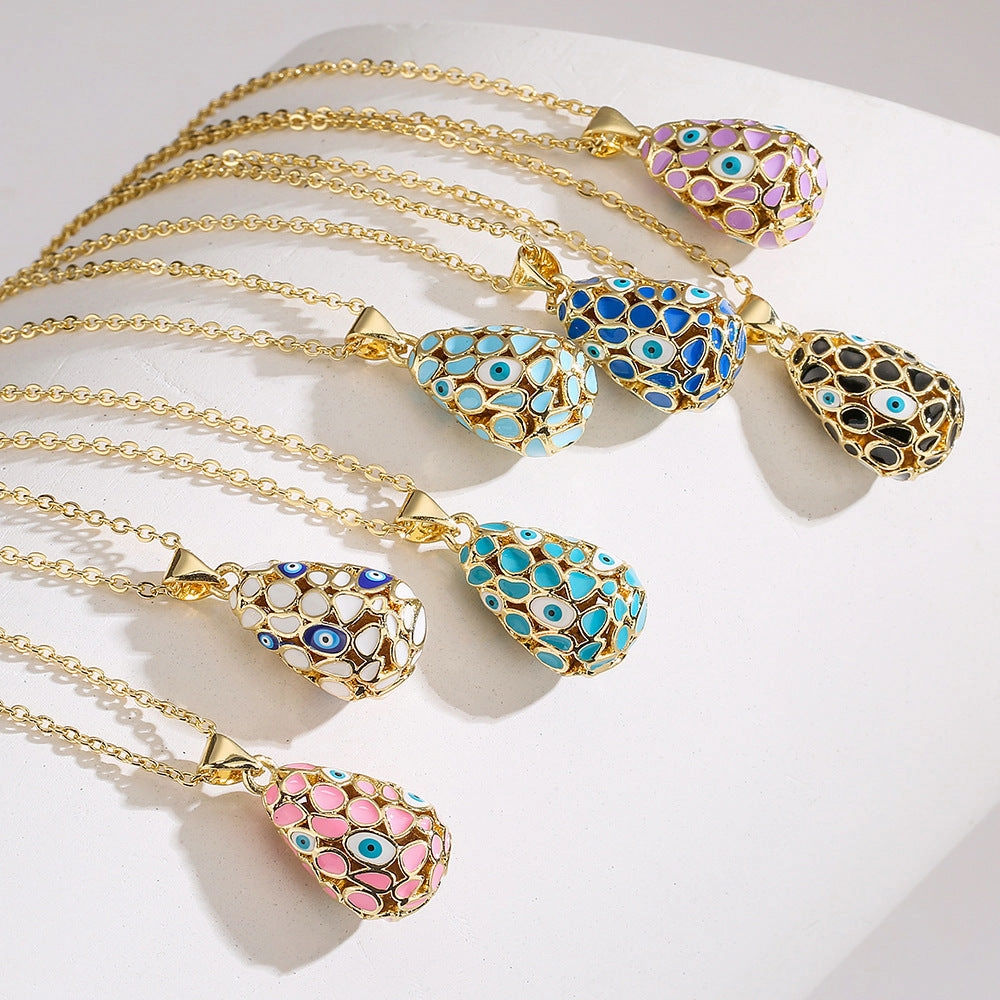 Wholesale Devil Eye Waterdrop Gold Plated Copper Necklaces