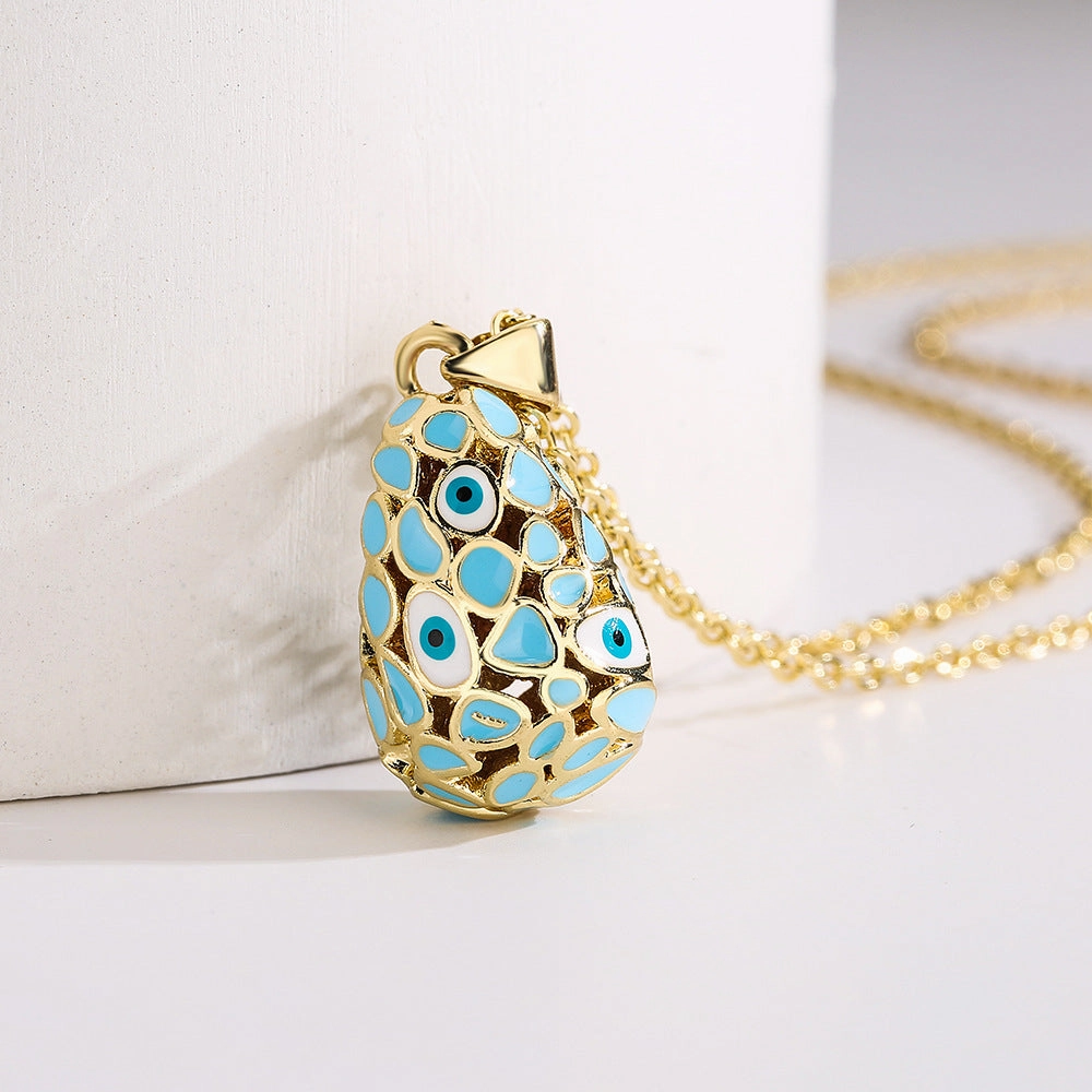 Wholesale Devil Eye Waterdrop Gold Plated Copper Necklaces