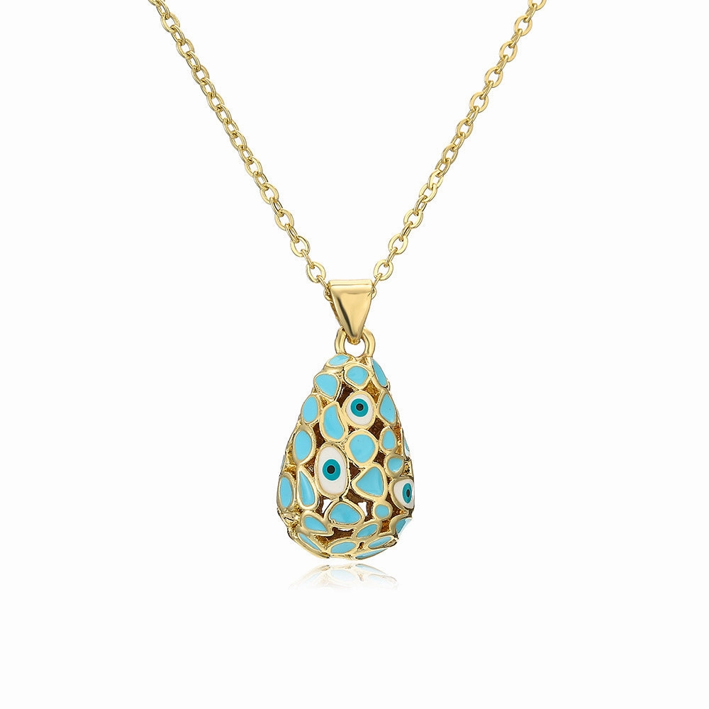 Wholesale Devil Eye Waterdrop Gold Plated Copper Necklaces