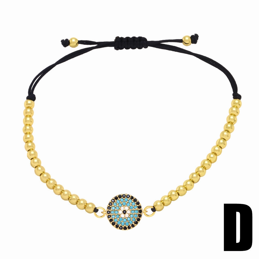 Wholesale Devil Eyes Blue Eyes Gold Plated Copper Bracelet