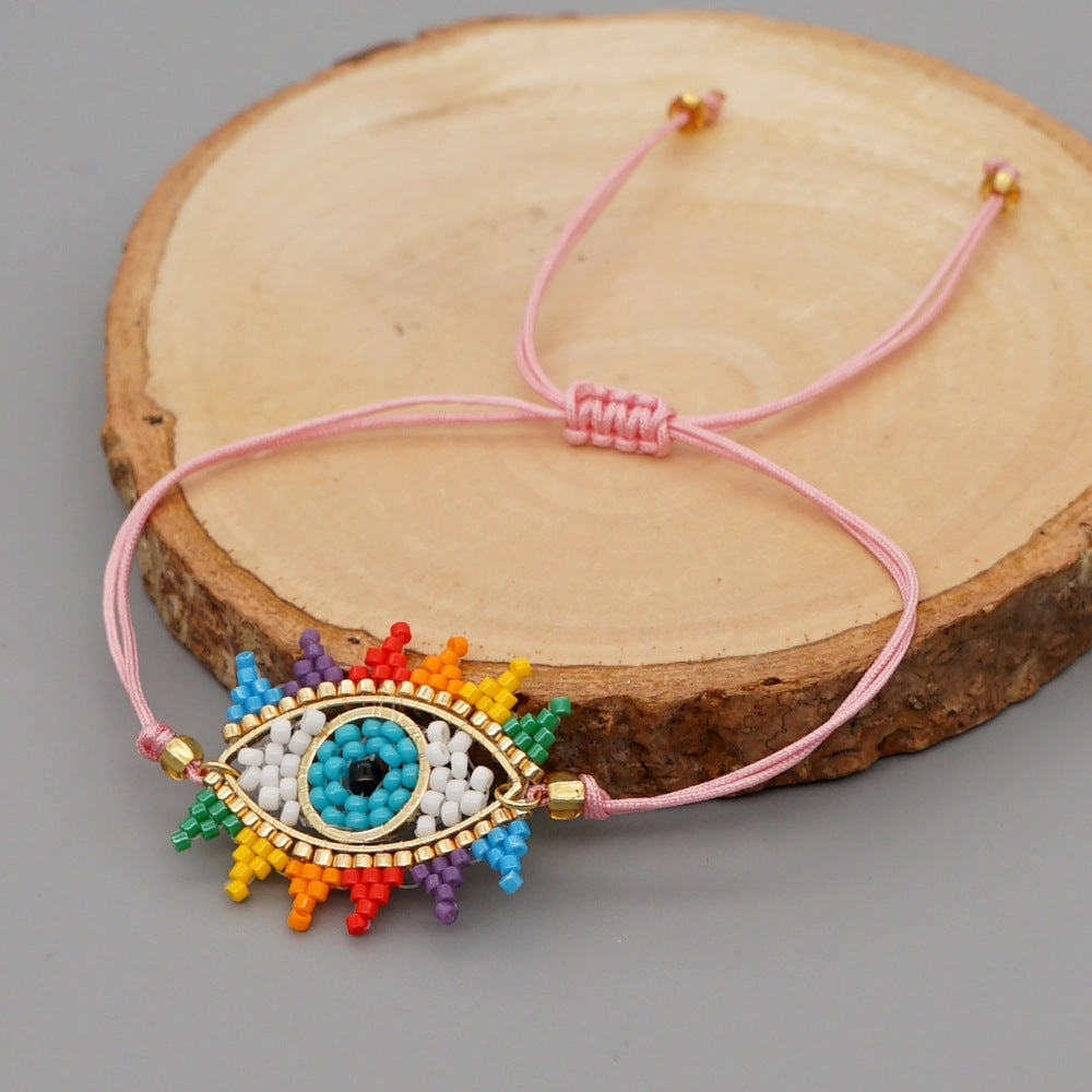 Wholesale Devil Eyes Rainbow Leopard Glass Bracelet