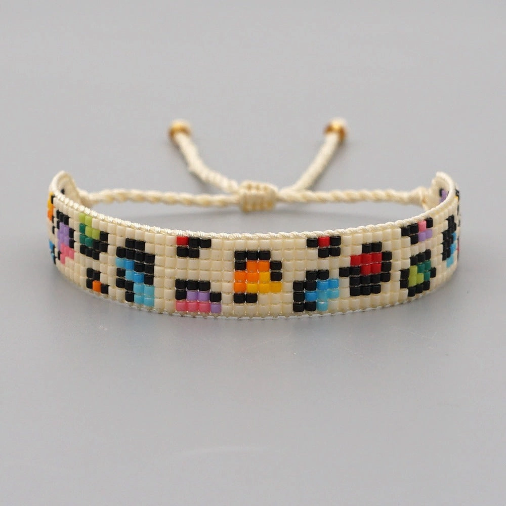 Wholesale Devil Eyes Rainbow Leopard Glass Bracelet