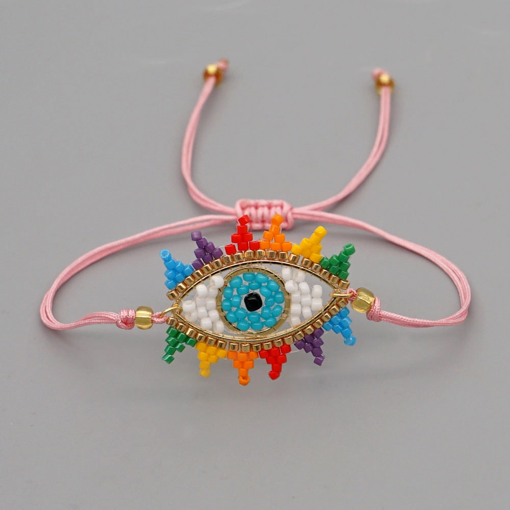 Wholesale Devil Eyes Rainbow Leopard Glass Bracelet