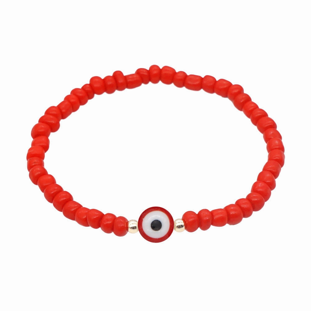 Wholesale Devil Eyes White Glass Rice Beads Bracelet