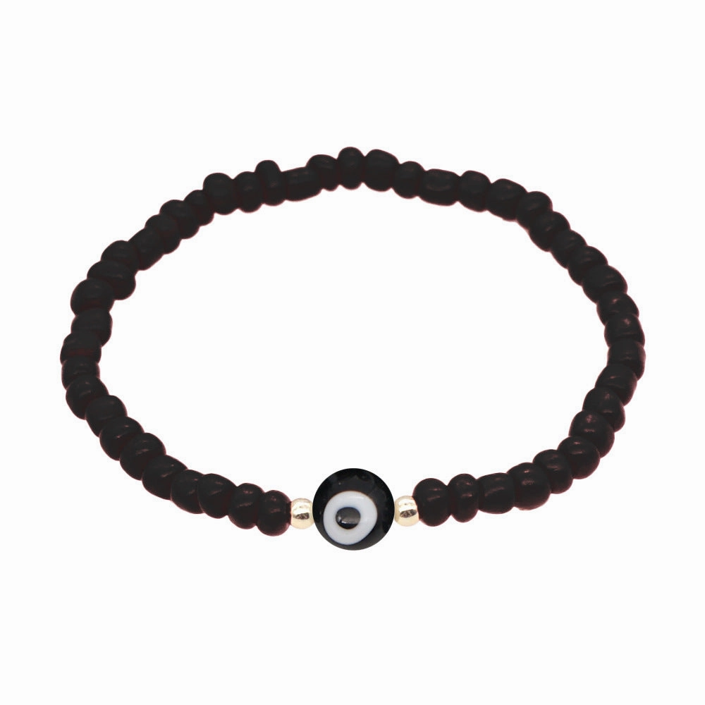 Wholesale Devil Eyes White Glass Rice Beads Bracelet