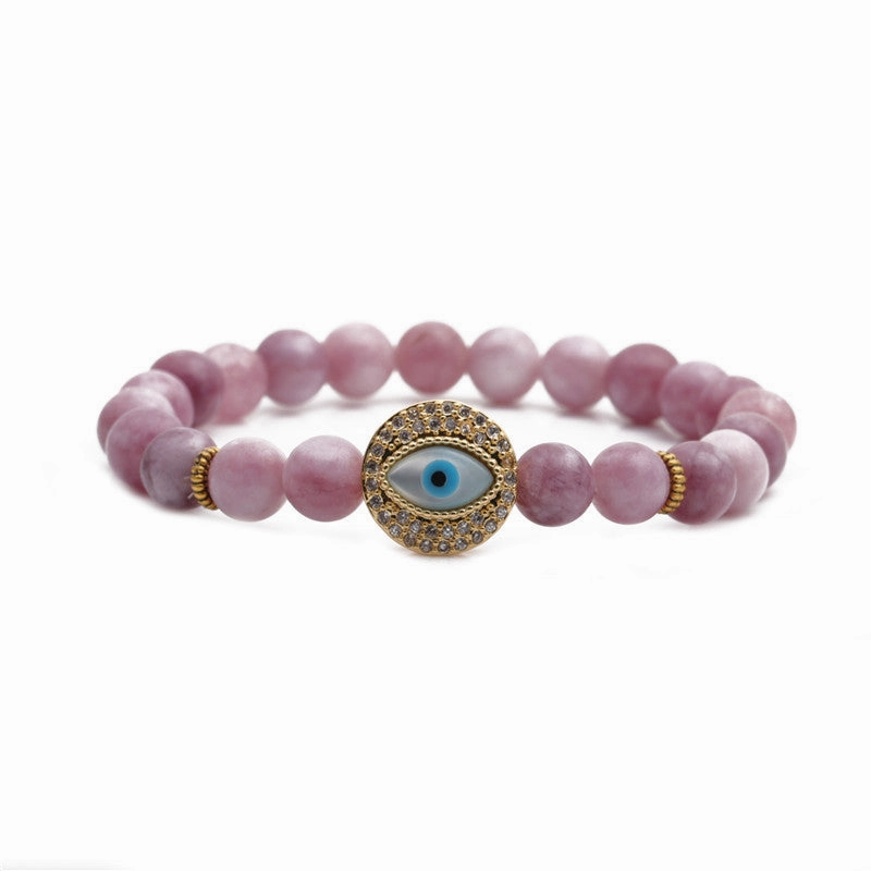 Wholesale Devil's Eye 8mm Beaded Volcanic Stone Bracelets