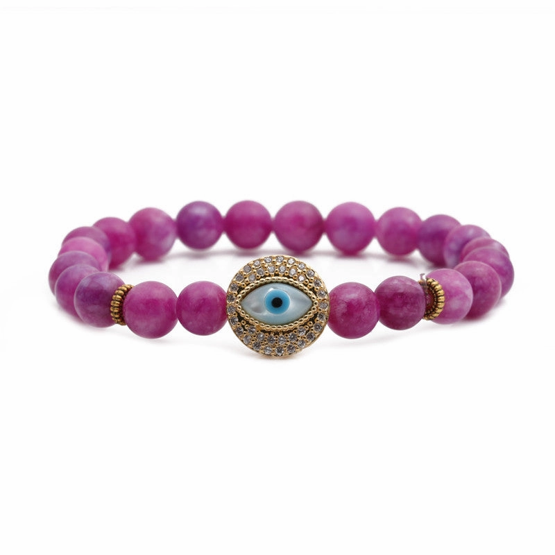 Wholesale Devil's Eye 8mm Beaded Volcanic Stone Bracelets