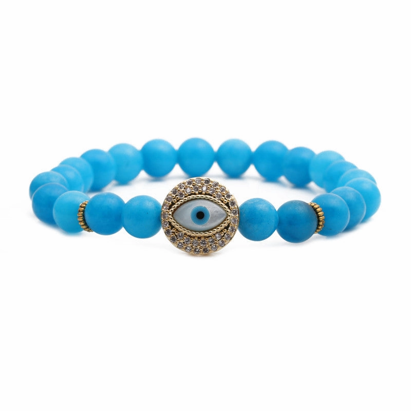 Wholesale Devil's Eye 8mm Beaded Volcanic Stone Bracelets