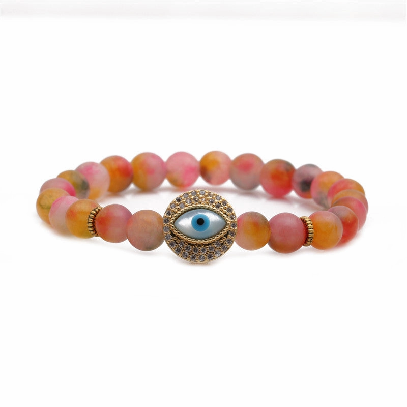Wholesale Devil's Eye 8mm Beaded Volcanic Stone Bracelets