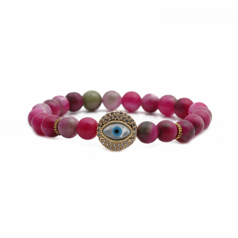 Wholesale Devil's Eye 8mm Beaded Volcanic Stone Bracelets