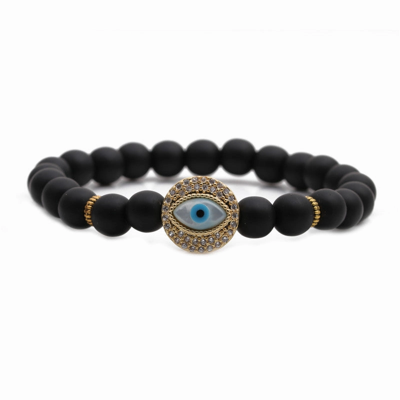 Wholesale Devil's Eye 8mm Beaded Volcanic Stone Bracelets