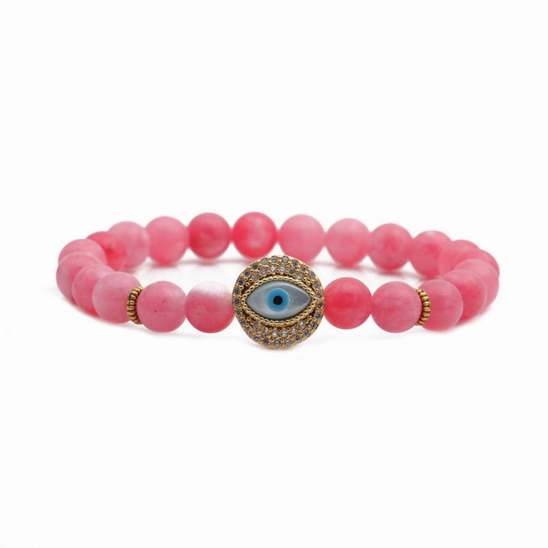 Wholesale Devil's Eye 8mm Beaded Volcanic Stone Bracelets