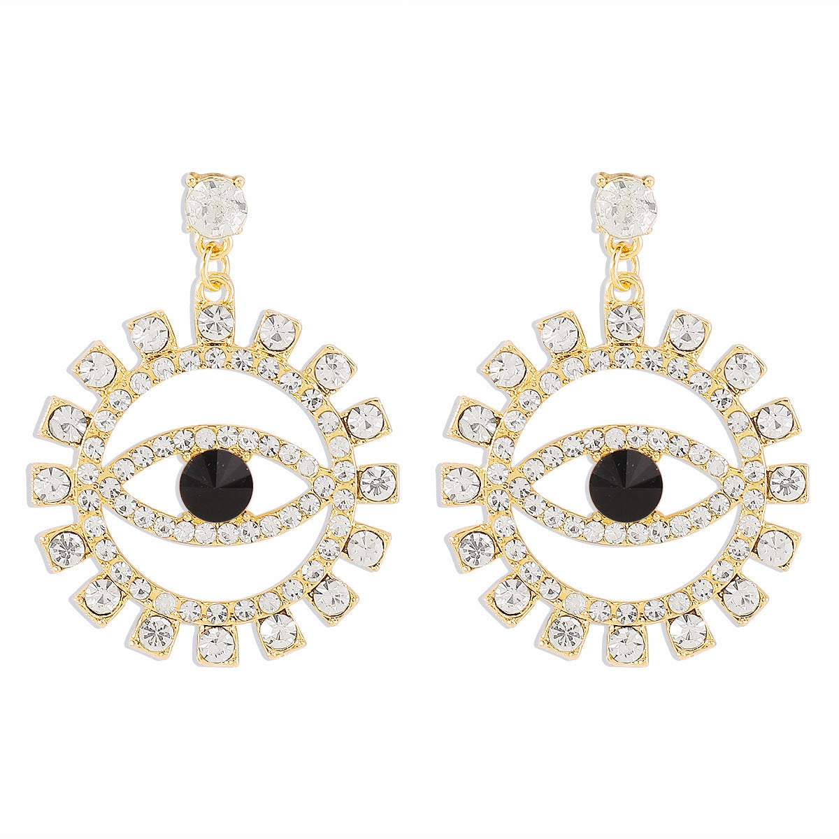 Wholesale Devil's Eye Alloy Full Diamond Earrings