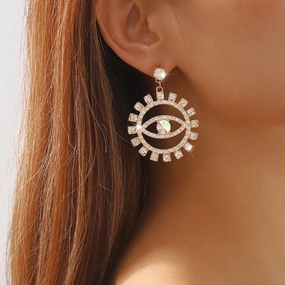 Wholesale Devil's Eye Alloy Full Diamond Earrings