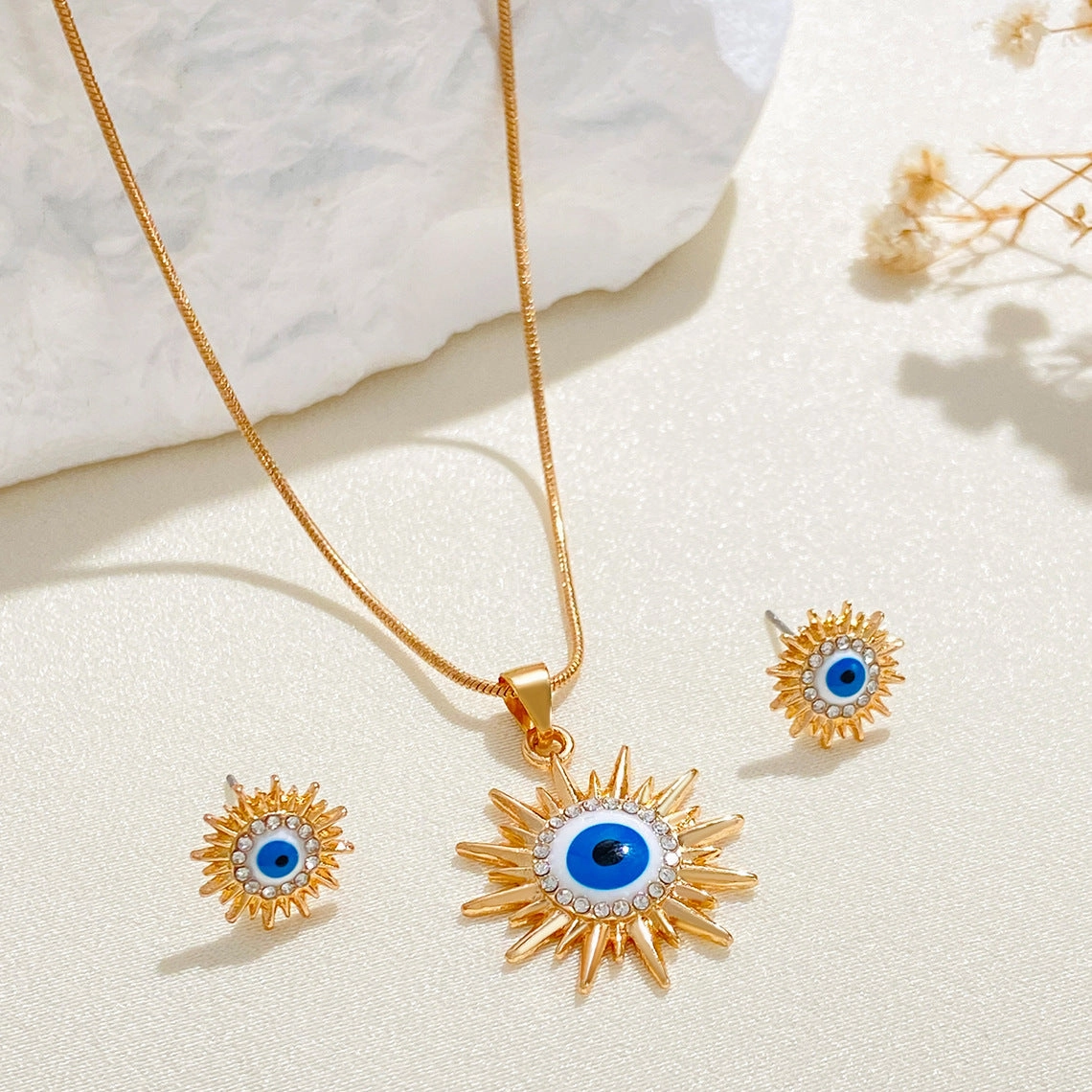 Wholesale Devil's Eye Alloy Necklace Earring Set