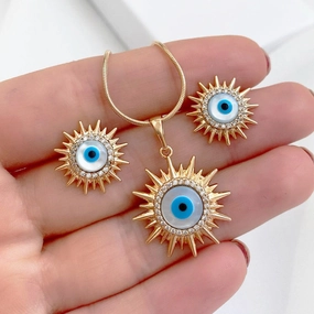 Wholesale Devil's Eye Alloy Necklace Earring Set