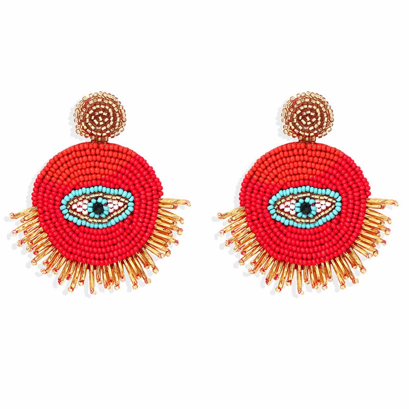 Wholesale Devil's Eye Creative Handmade Rice Bead Earrings