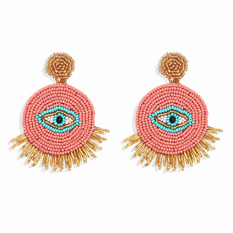 Wholesale Devil's Eye Creative Handmade Rice Bead Earrings