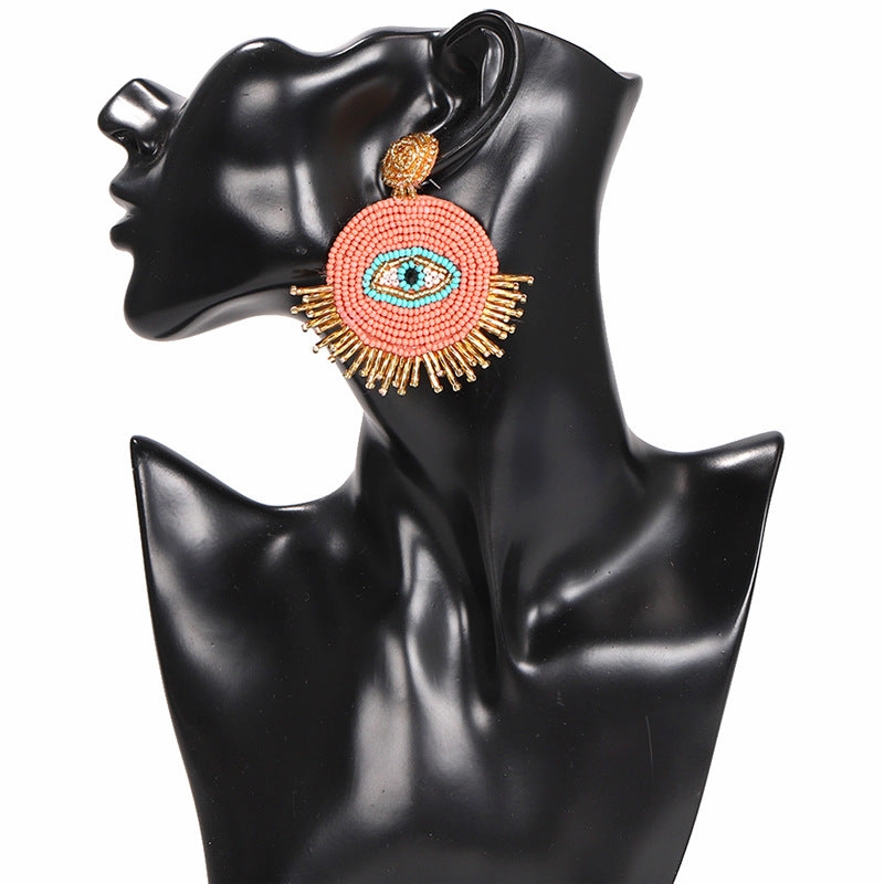 Wholesale Devil's Eye Creative Handmade Rice Bead Earrings
