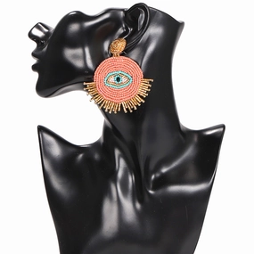 Wholesale Devil's Eye Creative Handmade Rice Bead Earrings