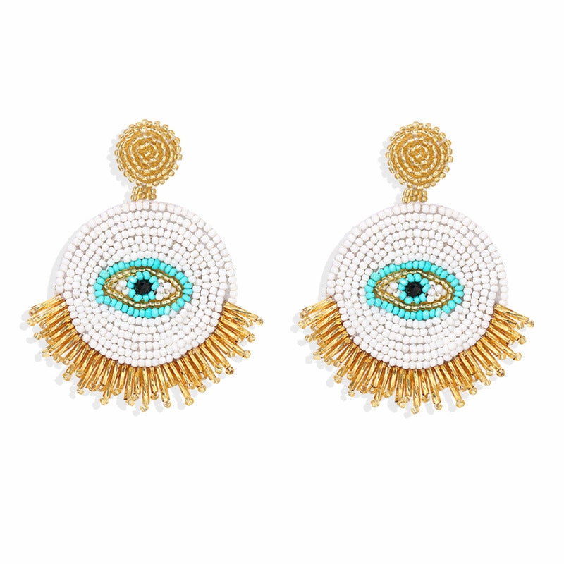 Wholesale Devil's Eye Creative Handmade Rice Bead Earrings