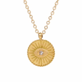 Wholesale Devil's Eye Diamond Plated 18K Gold Titanium Steel Necklace Clavicle Chain