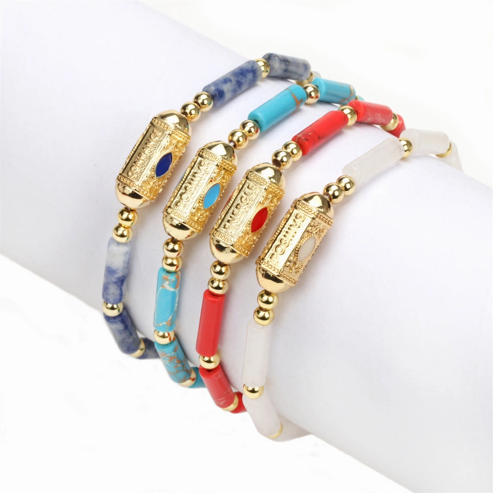 Wholesale Devil's Eye Enamel Sapphire Copper Beaded Bracelets