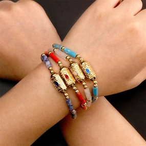 Wholesale Devil's Eye Enamel Sapphire Copper Beaded Bracelets
