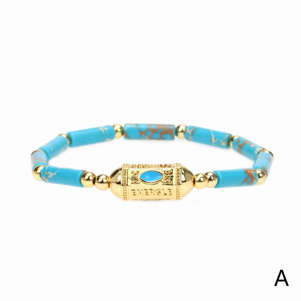 Wholesale Devil's Eye Enamel Sapphire Copper Beaded Bracelets