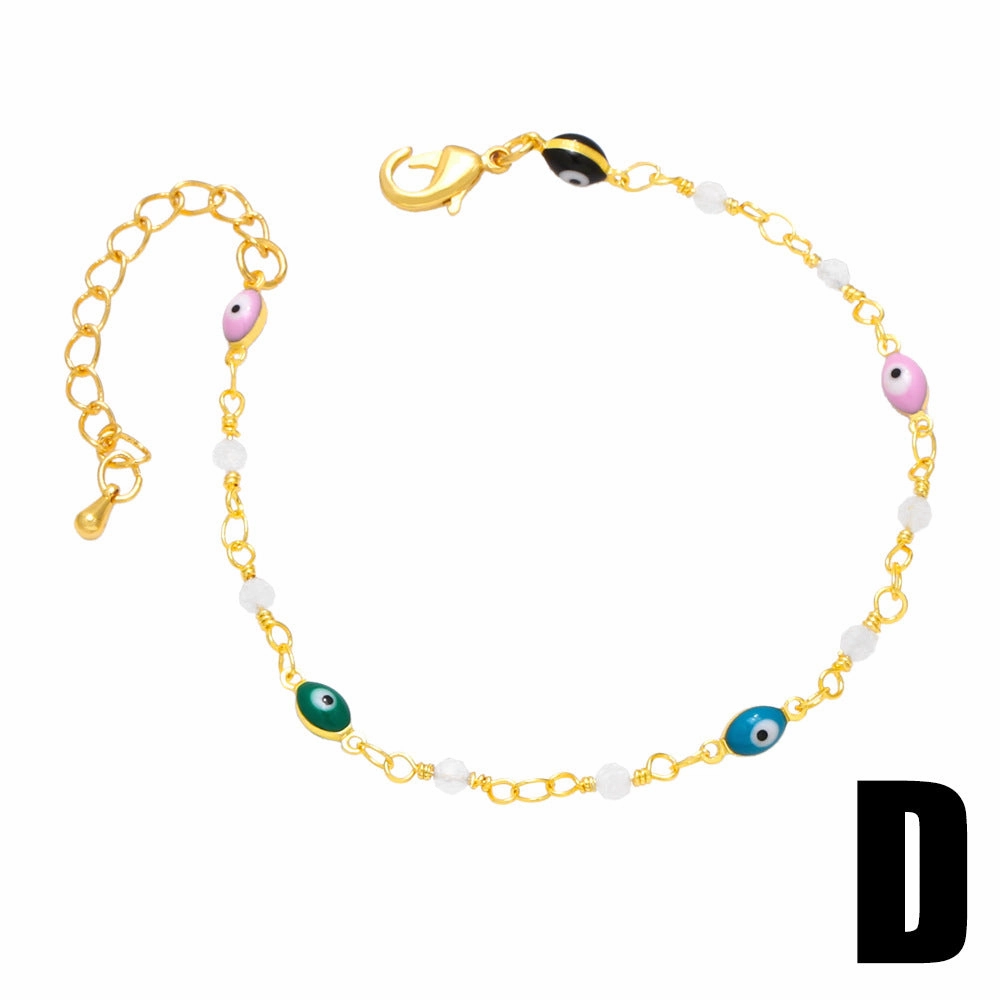 Wholesale Devil's Eye Flower Pearl Stitching Copper Bracelet
