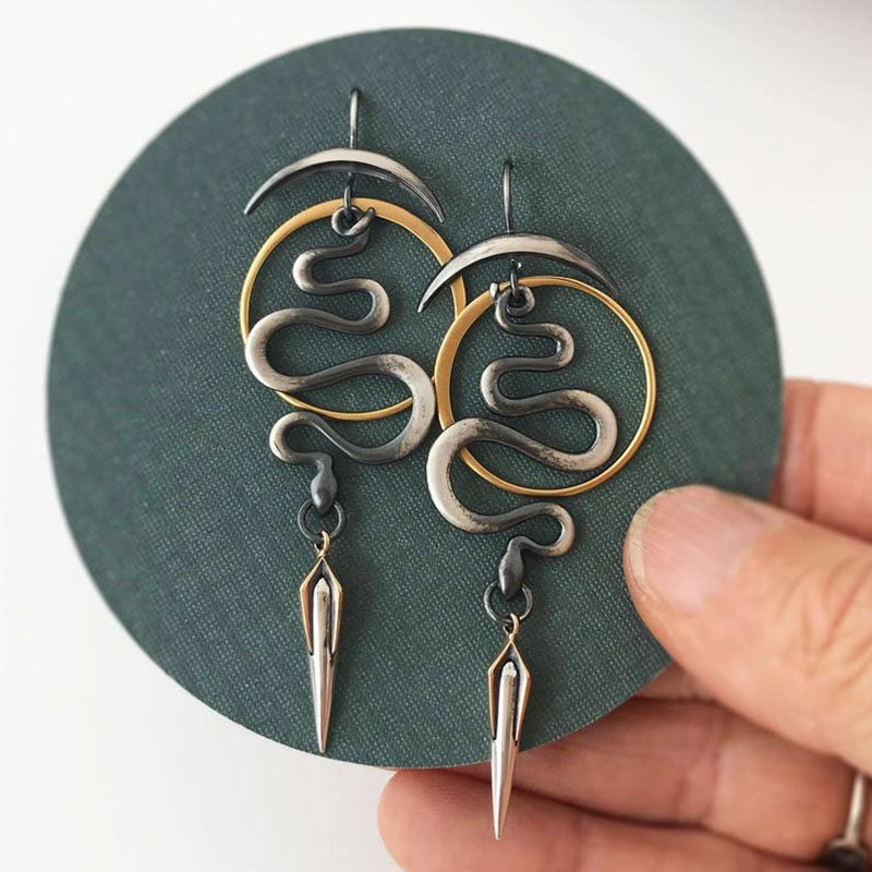 Wholesale Devil's Eye Moon Metal Long Earrings