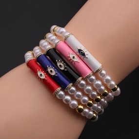 Wholesale Devil's Eye Multicolor Copper Beads Bracelet