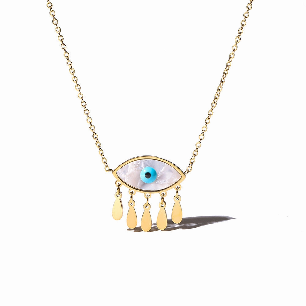 Wholesale Devil's Eye Tassel Pendant Gold Plated Necklaces