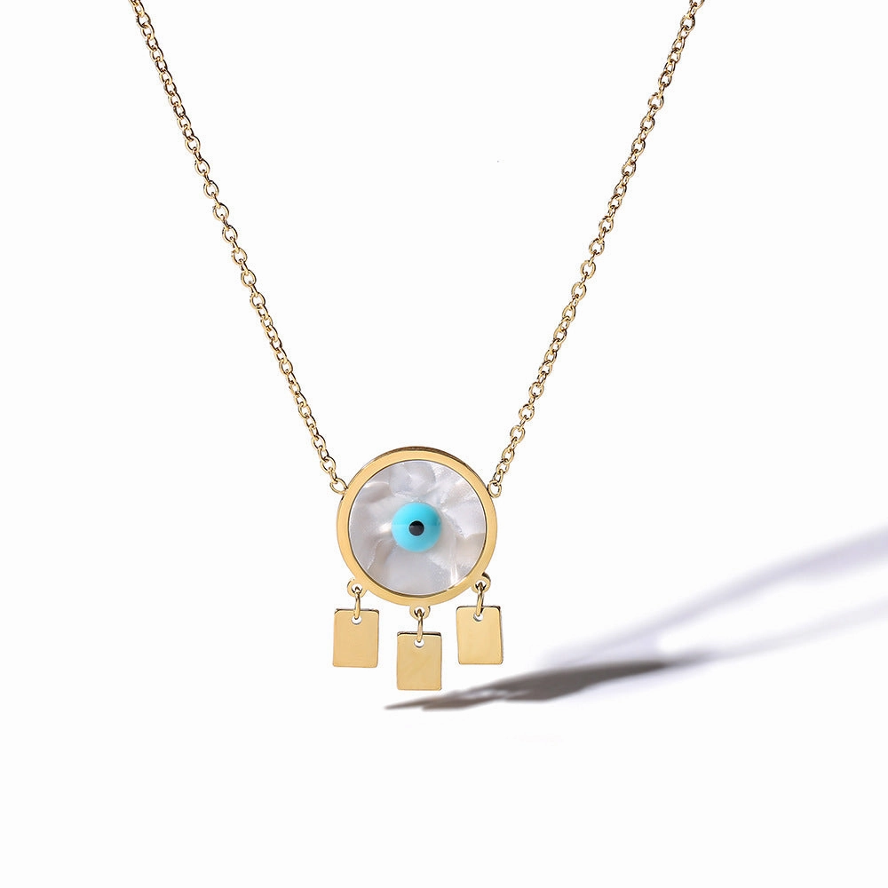 Wholesale Devil's Eye Tassel Pendant Gold Plated Necklaces