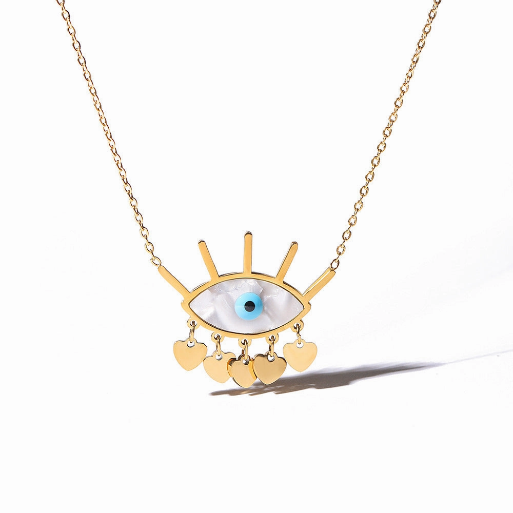 Wholesale Devil's Eye Tassel Pendant Gold Plated Necklaces