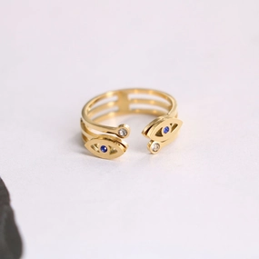 Wholesale Devil's Eye Titanium Steel 18K Gold Plated Ring