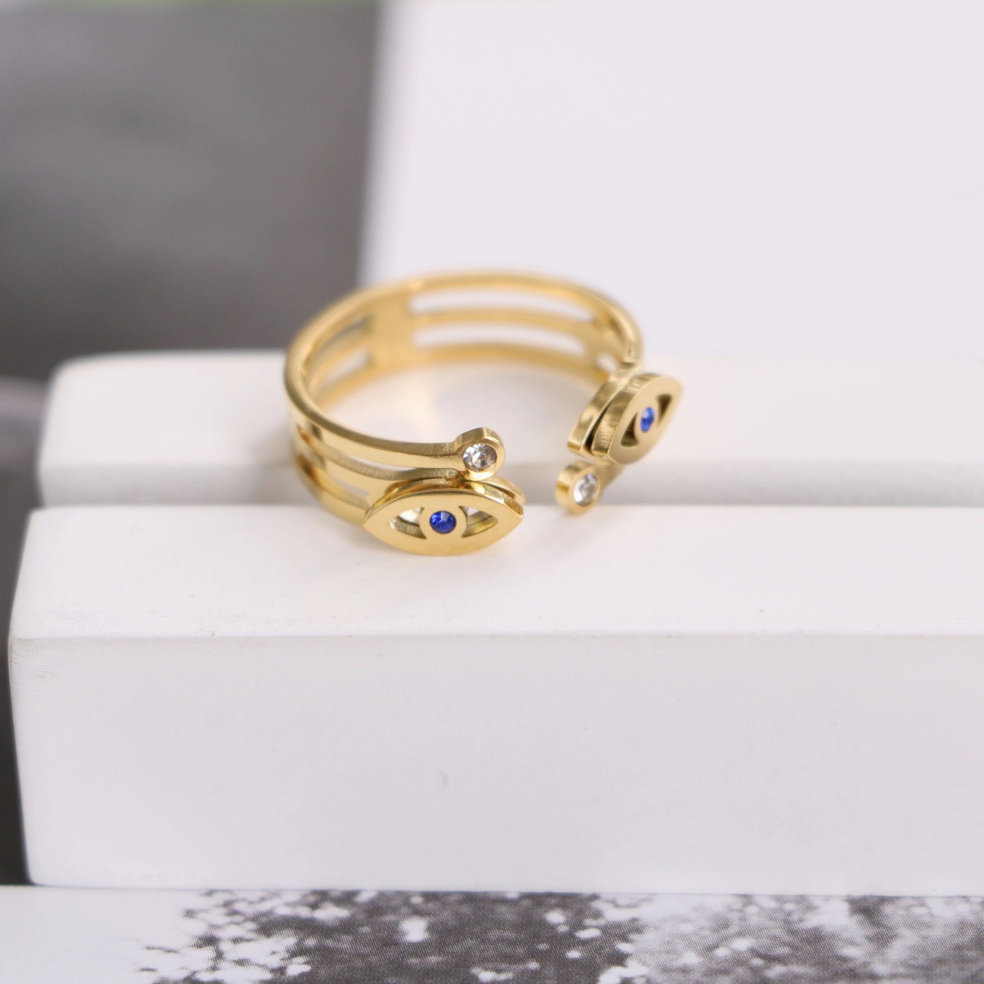 Wholesale Devil's Eye Titanium Steel 18K Gold Plated Ring