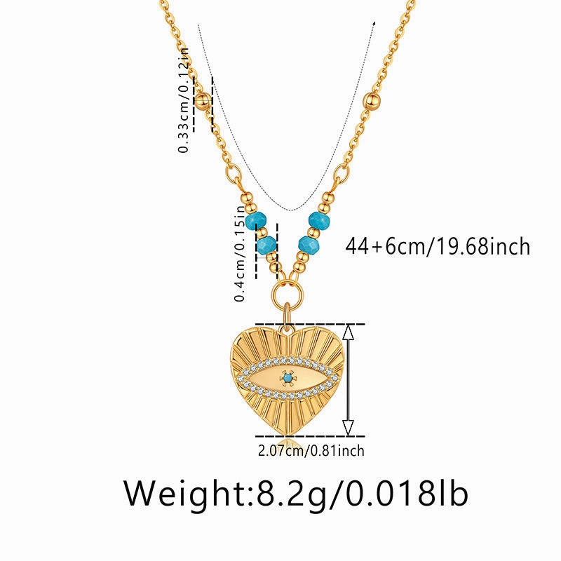 Wholesale Devil's Eye Vintage Copper Plated 18K Real Gold Love Necklace