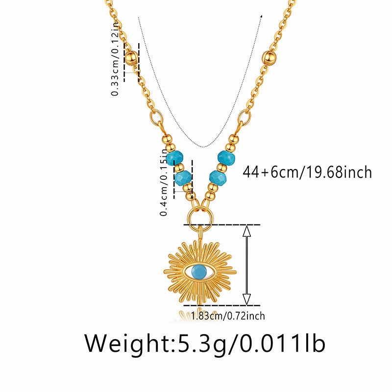 Wholesale Devil's Eye Vintage Copper Plated 18K Real Gold Love Necklace