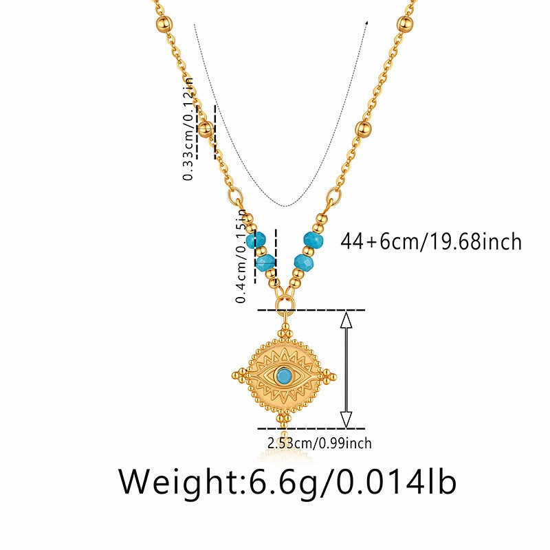 Wholesale Devil's Eye Vintage Copper Plated 18K Real Gold Love Necklace