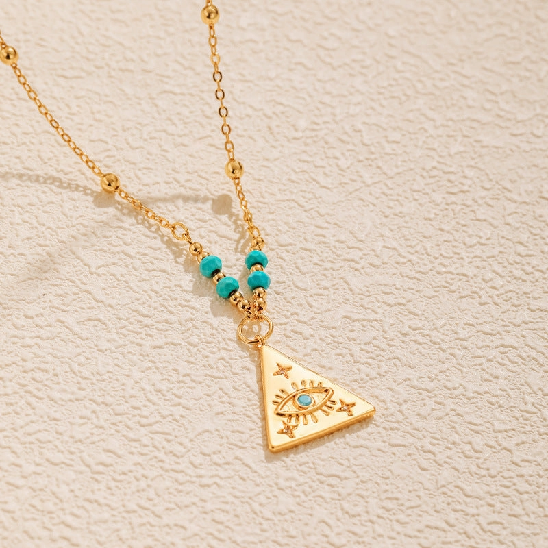 Wholesale Devil's Eye Vintage Copper Plated 18K Real Gold Love Necklace