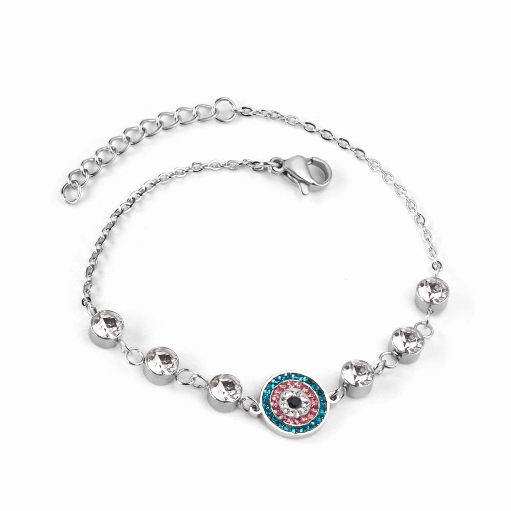 Wholesale Devil's Eye Vintage Stainless Steel Diamond Bracelet