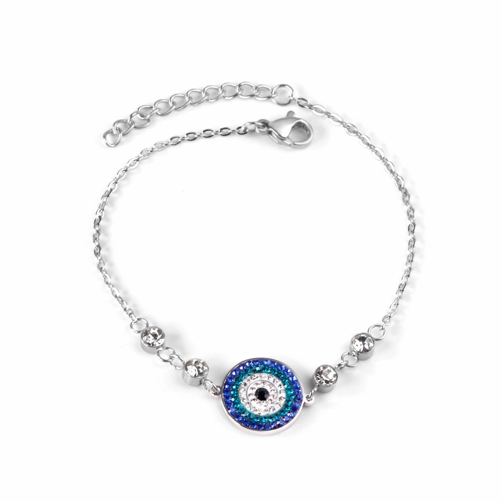 Wholesale Devil's Eye Vintage Stainless Steel Diamond Bracelet